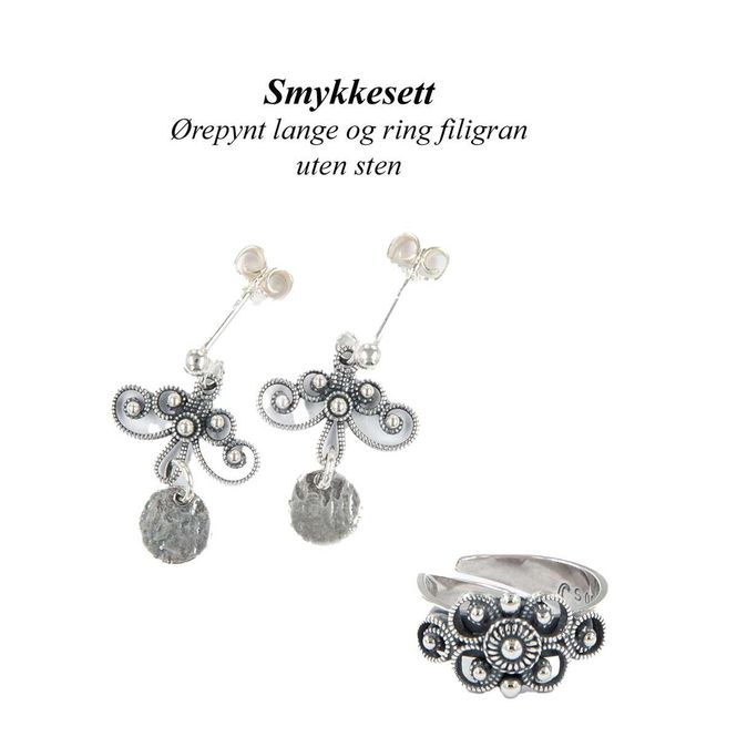 Hovedbilde Smykkesett med ring og ørepynt uten sten