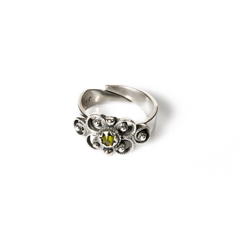 550765 - Ring filigran med grønn sten Jubileum